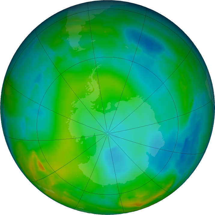Antarctic ozone map for 28 June 2011